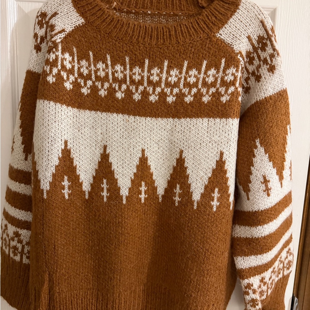 Cozy Brown and White Sweater